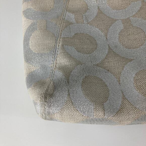 Coach 21021E Canvas silver signature print small shoulder bag ASIS - Picture 5 of 13